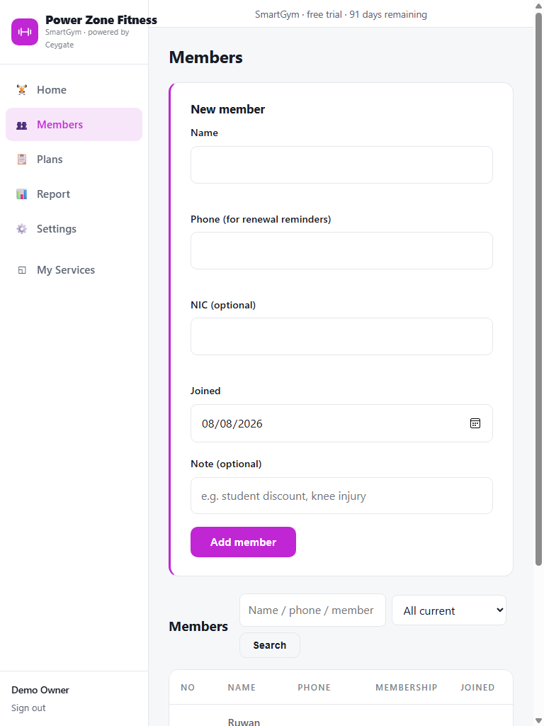 SmartGym screenshot