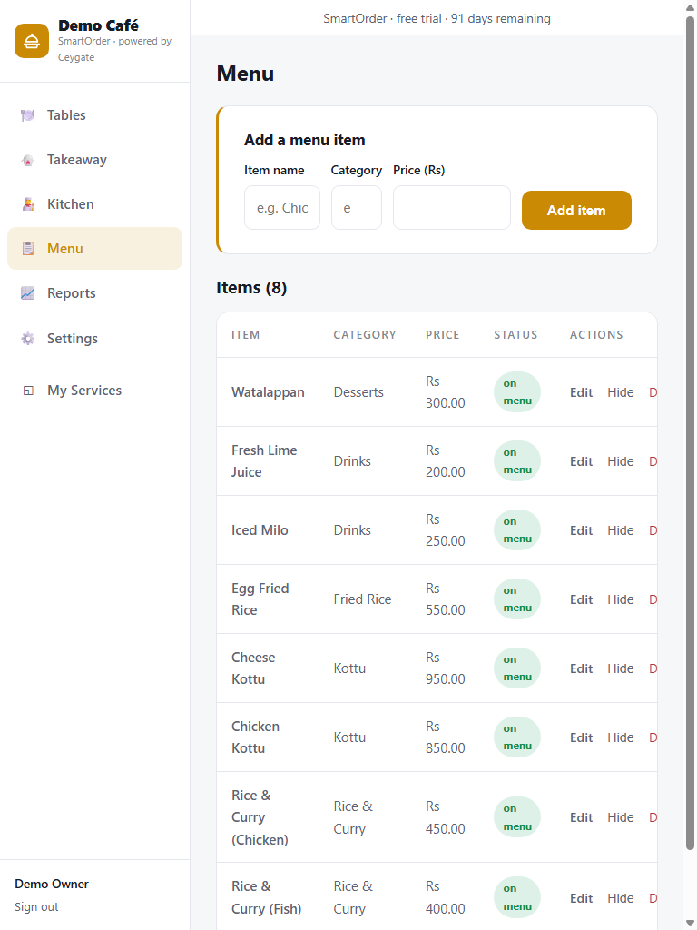 SmartOrder screenshot